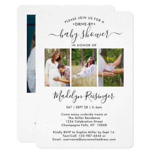 4 Photo DriveBy Social Distancing Baby Shower Invitation
