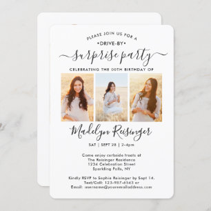 4 Photo Drive-By Surprise Birthday Party Parade Invitation