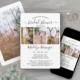 4 Photo Elegant Modern Calligraphy Bridal Shower Invitation