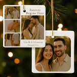 4 Photo Engagement Collage Christmas Holiday Ceramic Ornament<br><div class="desc">Celebrate the magic of your engagement with this elegant 4-photo collage ornament,  designed to tell your love story in every detail. From the moment you said "yes" to the warmth of every glance,  this keepsake is a timeless reminder of where forever began.</div>