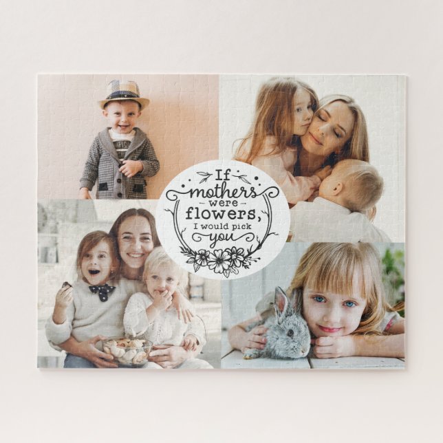 4 photo family collage mom keepsake mothers day jigsaw puzzle (Horizontal)