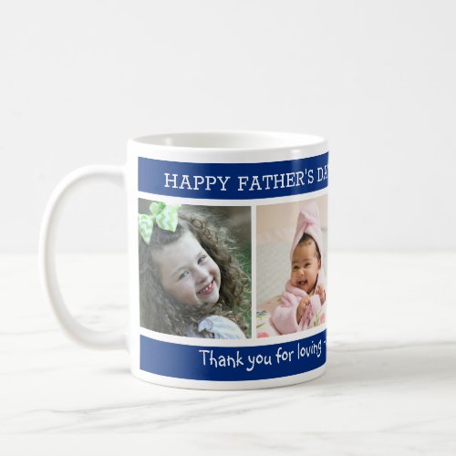 4 Photo Fathers Day Blue Best Step Dad Ever Coffee Mug