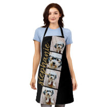 4 Photo Film Strip Collage Script Name black Apron 4 Photo Film Strip Collage Script Name black Apron