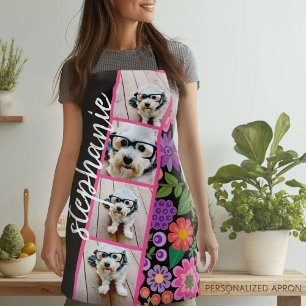 4 Photo Film Strip - Script Name Funky Flowers Apron
