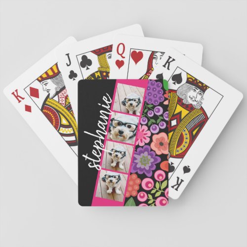 4 Photo Film Strip _ Script Name Funky Flowers Playing Cards