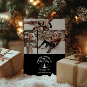 4 Photo First Christmas as Mr. & Mrs Holiday Card