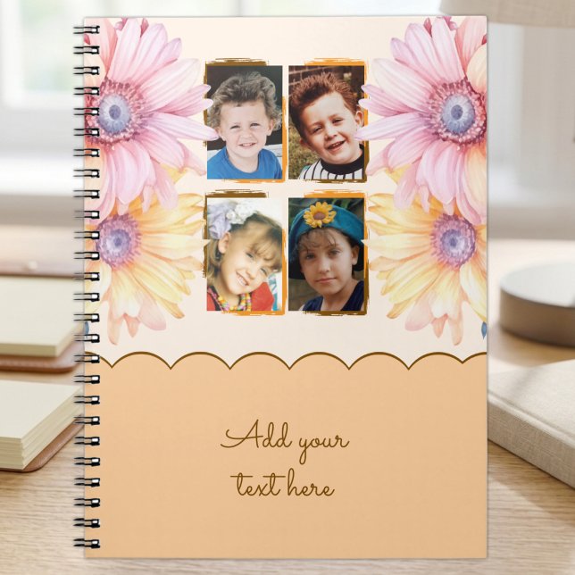 4 photo flowers text orange brown notebook (Creator Uploaded)