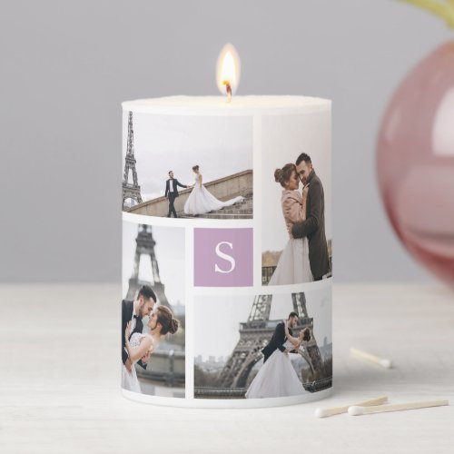 4 Photo Gallery and Lovely Lavender Monogram Pillar Candle