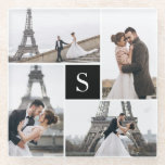 4 Photo Gallery and Monogram Glass Coaster<br><div class="desc">Add your photos and custom monogram.</div>