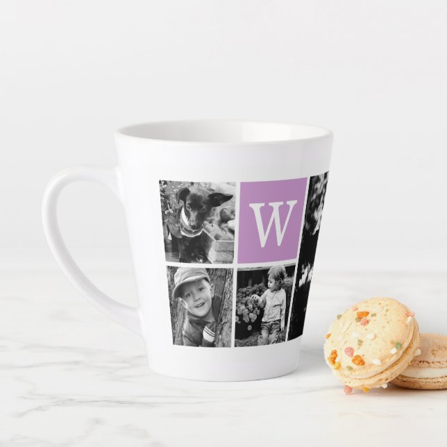 4 Photo Gallery and Purple Monogram Latte Mug (In Situ)