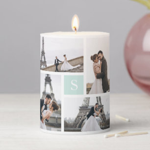 4 Photo Gallery and Square Monogram Pillar Candle