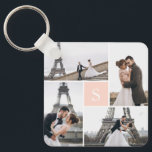 4 Photo Gallery Blush Pink Monogram Keychain<br><div class="desc">Add your photos and custom monogram for a special one of a kind design.</div>