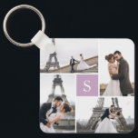 4 Photo Gallery Lovely Lavender Monogram Keychain<br><div class="desc">Add your photos and custom monogram for a special one of a kind design.</div>