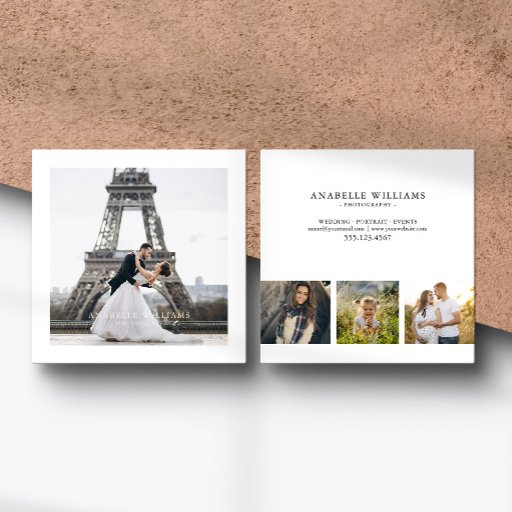 Customizable 4 Photo Gallery  | Photography Square Business Card