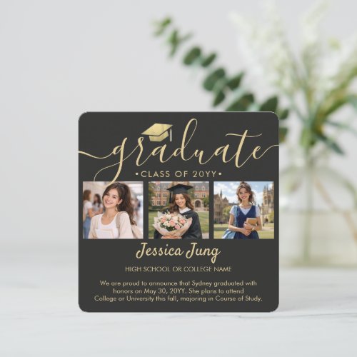 4 Photo Graduation Collage Modern Announcement
