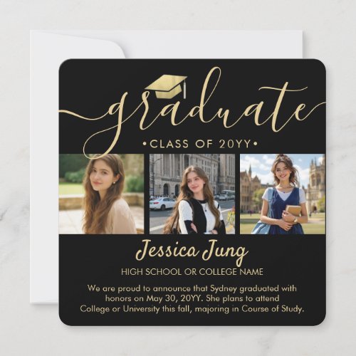 4 Photo Graduation Collage Modern Announcement