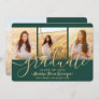 4 Photo Graduation Collage Script Green and Gold Announcement