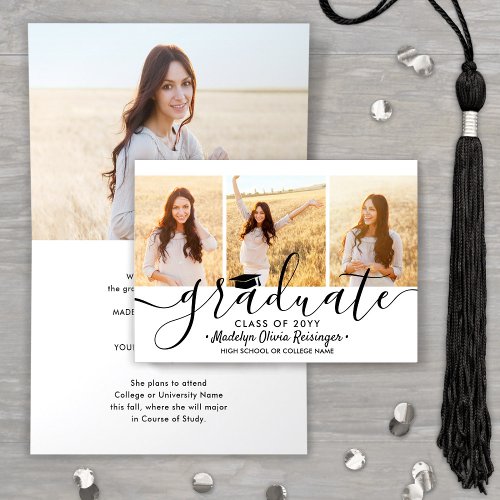 4 Photo Graduation Collage Simple Modern Folded