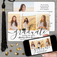 4 Photo Graduation Collage Simple Modern Script Announcement