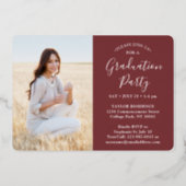 4 Photo Graduation Party Burgundy White and Gold Foil Invitation (Back)