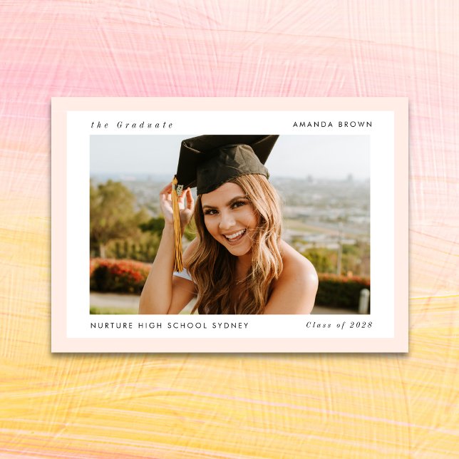 4 Photo Graduation Party Modern Elegant Blush Pink Invitation (Creator Uploaded)