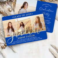 4 Photo Graduation Party Royal Blue, White & Real
