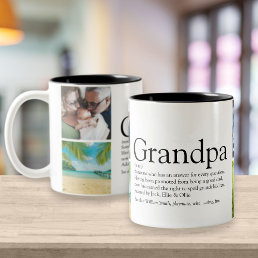 4 Photo Grandpa, Grandad, Papa Definition Two-Tone Coffee Mug