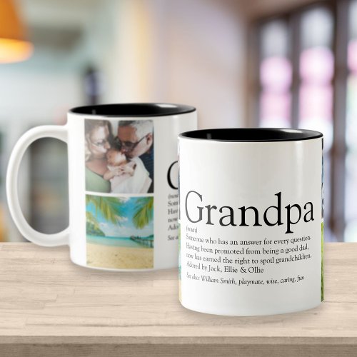 4 Photo Grandpa Grandad Papa Definition Two_Tone Coffee Mug