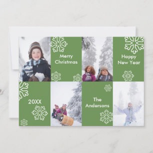 4 Photo Green Background - Christmas Card