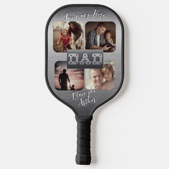 4 Photo - Happy Father’s Day Metal Them Carbon Fiber Pickleball Paddle (Back)