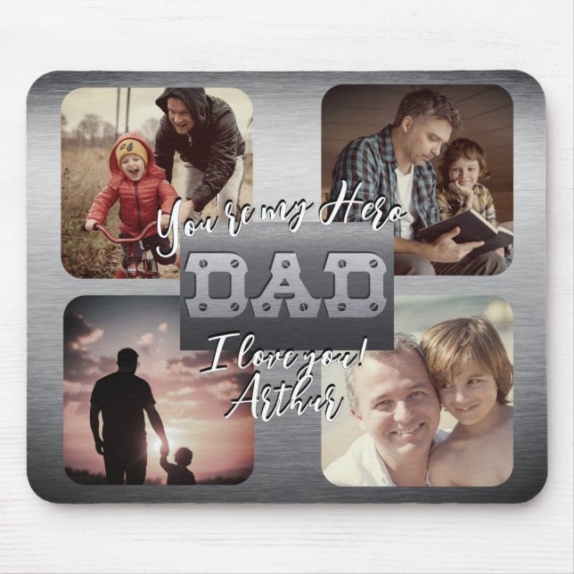 4 Photo - Happy Father’s Day Metal Theme Mouse Pad (Front)