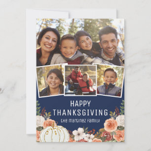 4 Photo Happy Thanksgiving Holiday Card