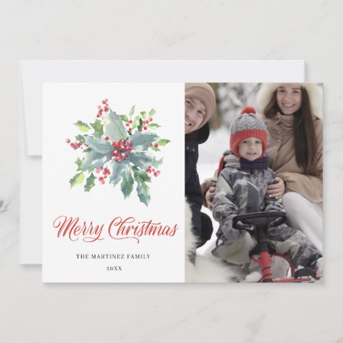 4 PHOTO Holly and Berries 2022 Family Holiday Card