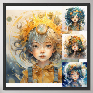 4 photo Image of kid Framed Art