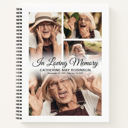 4 Photo In Loving Memory Funeral Guest Book