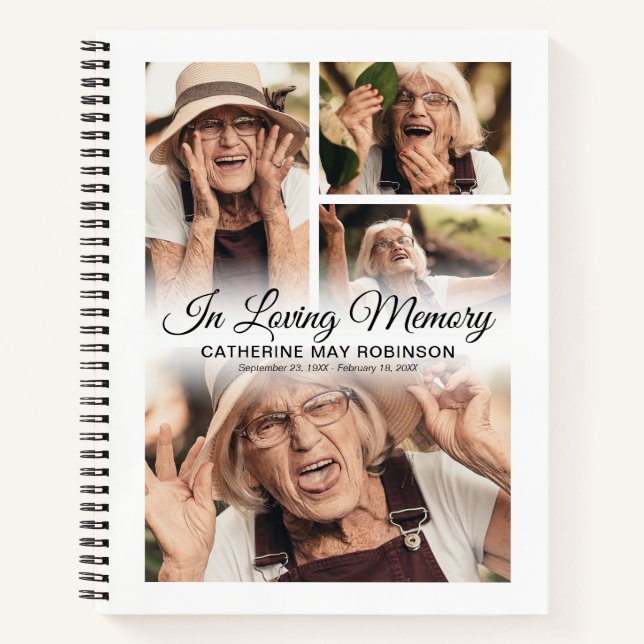 4 Photo In Loving Memory Funeral Guest Book (Front)