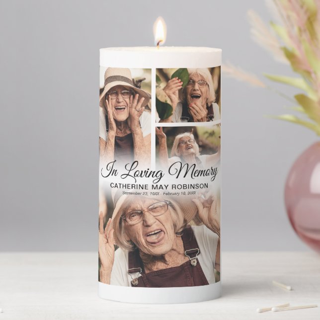 4 Photo In Loving Memory Pillar Candle (In Situ)