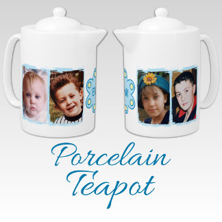 4 photo initials blue yellow teapot