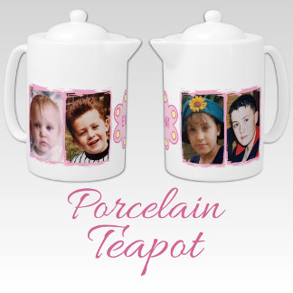 4 photo initials pink yellow teapot