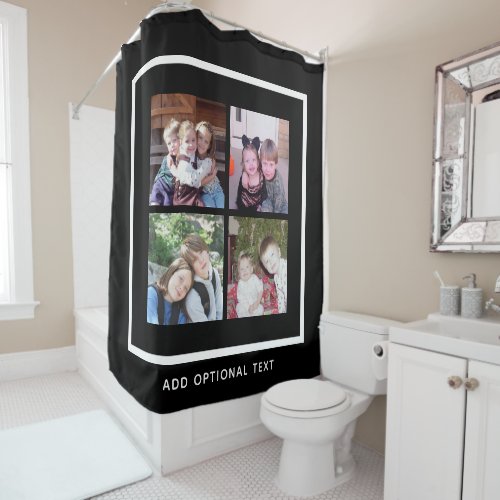 4 Photo Instagram Collage black and white border Shower Curtain