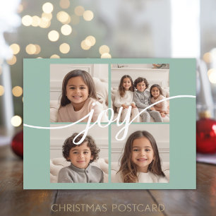 4 Photo Instagram Collage with Joy - Mint Holiday Postcard