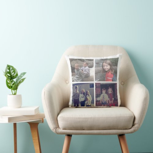 4 Photo Instagram Collage with White Background Throw Pillow