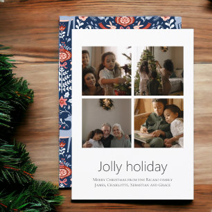 4 Photo Jolly Holiday Nordic Pattern Christmas Card