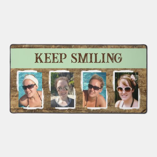 4 photo keep smiling brown green desk mat