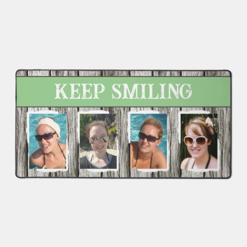 4 photo keep smiling grey green desk mat