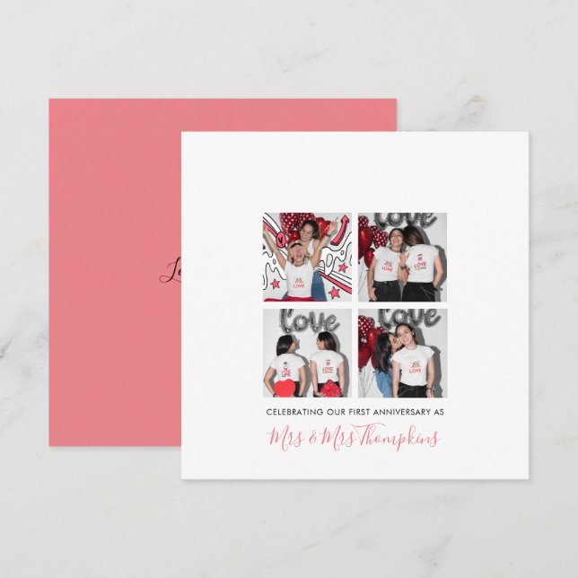 4 photo LGBT Lesbian Love Wife First Anniversary Card (Front/Back)