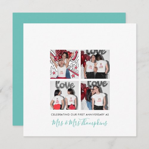 4 photo LGBT Love Wife First Anniversary Teal Card