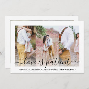 4 Photo Love is Patient Wedding Postponement Save The Date