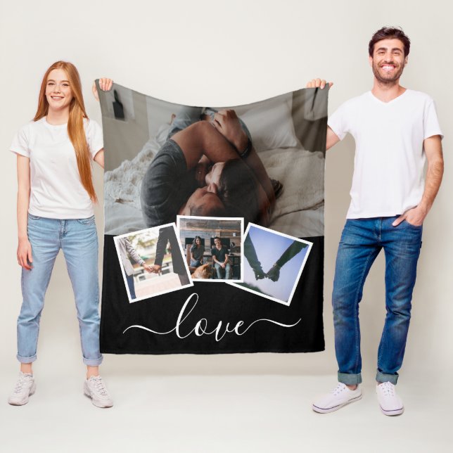 4 Photo Love Personalized Fleece Blanket (In Situ)