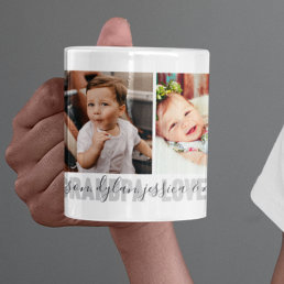4-Photo Love You Grandpa Grandchildren&#39;s Names Coffee Mug
